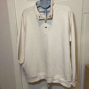 Cream Textured Quilted Snap-Neck Pullover Sweater - XL - NWT